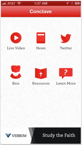 Éste será el primer Cónclave de la Era del Internet. Para estar al pendiente de noticias, perfiles de los candidatos, transmisiones en vivo, así como los rituales del Cónclave, ya hay una app disponible para iOS y Android.Has click en la imagen para ver en iTunes.