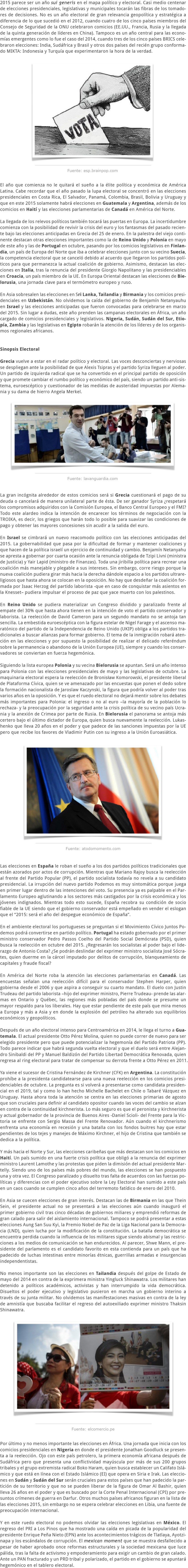 2015 LA MAQUINARIA ELECTORAL MUNDIAL