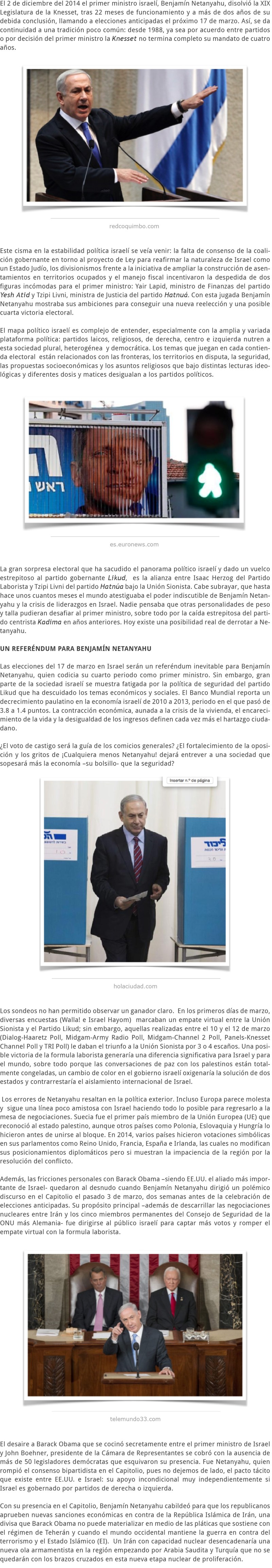 ¿CUALQUIERA MENOS NETANYAHU ELECCIONES ANTICIPADAS EN ISRAEL