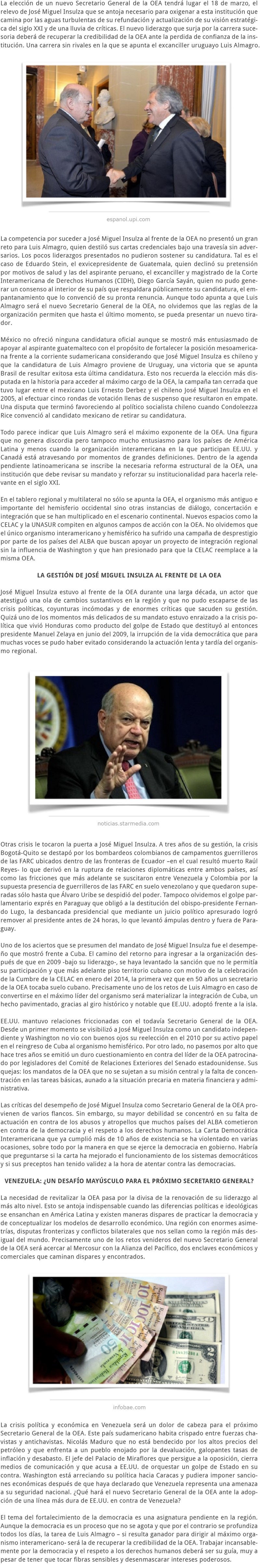 LA SUCESIÓN DE JOSÉ MIGUEL INSULZA AL FRENTE DE LA OEA