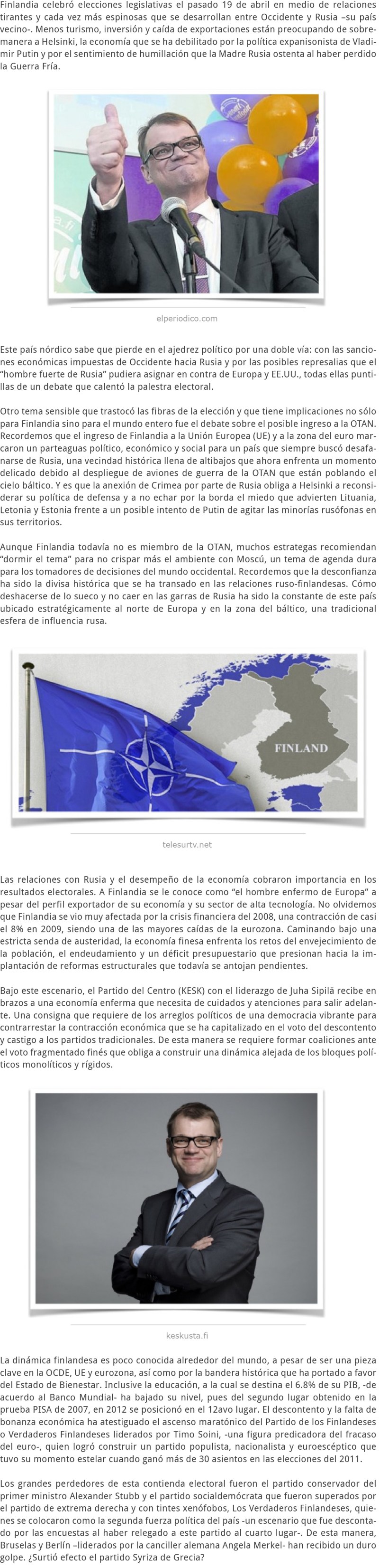 FINLANDIA UN MENSAJE PARA BRUSELAS