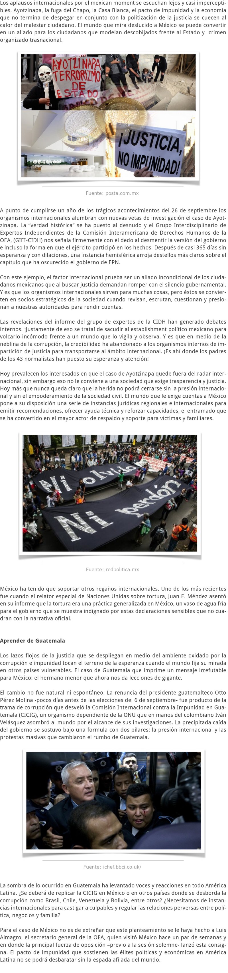 A UN AÑO DE AYOTZINAPA EL MUNDO COMO ALIADO
