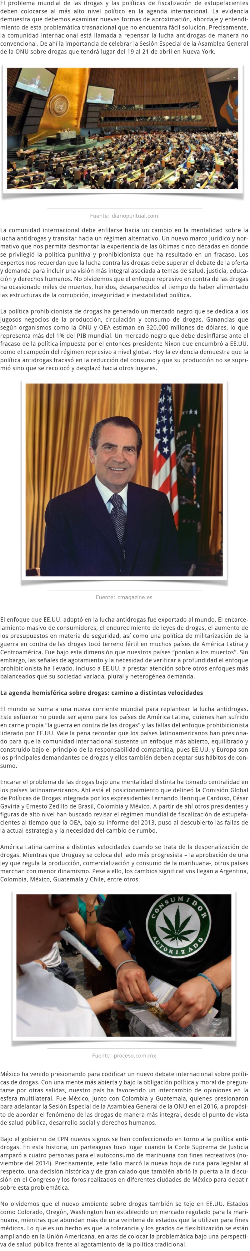 LA SESIÓN ESPECIAL DE LA ASAMBLEA GENERAL DE LA ONU SOBRE DROGAS