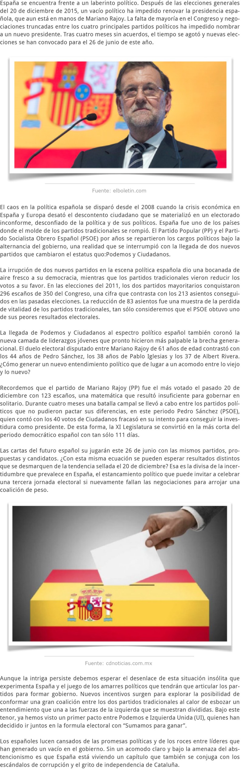 Elecciones en España y los nudos políticos