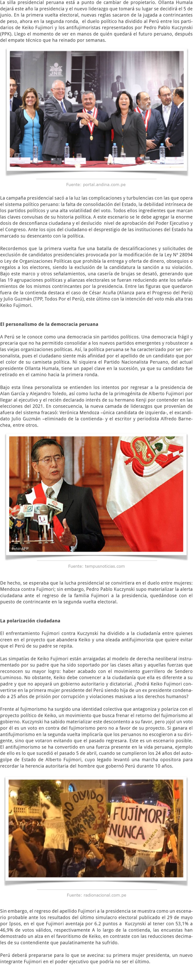 EL REGRESO DE PERÚ A LAS URNAS